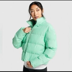 Gymshark mint green puffer coat size medium